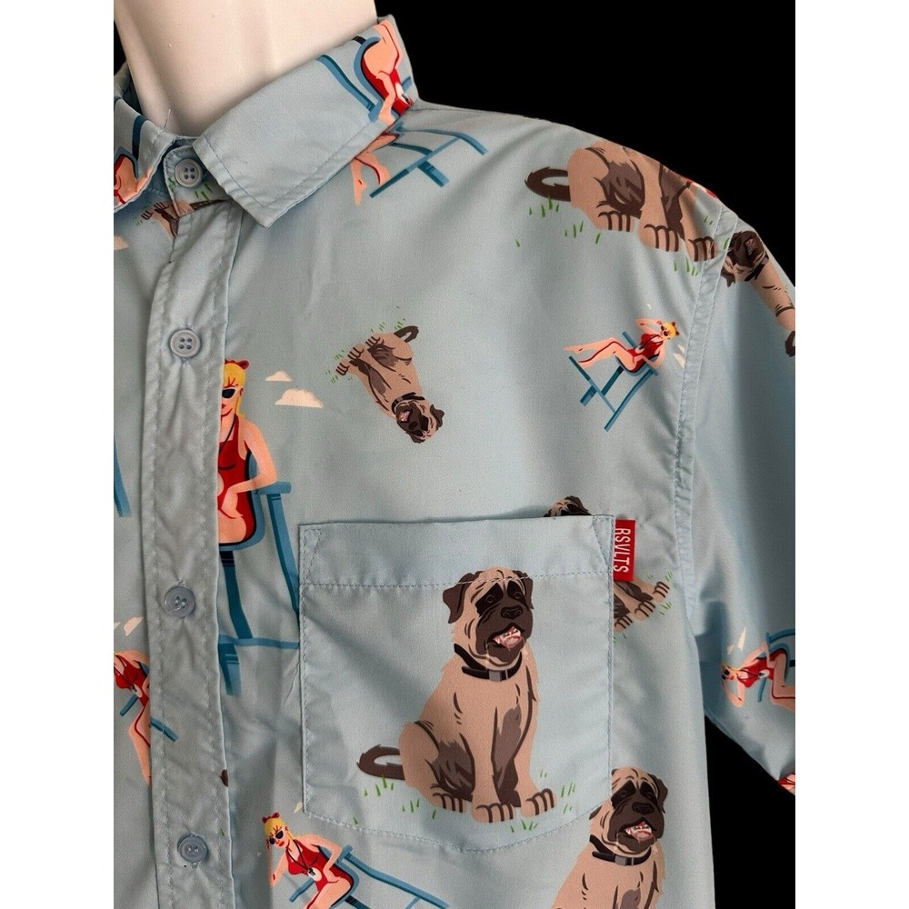 RSVLTS Mens Shirt Dare Mighty Things The Roosevelts Sandlot Pug Lifeguard M